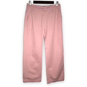 Garnet Hill Pink‎ High Rise Straight Wide Leg Cotton Pants Size 4